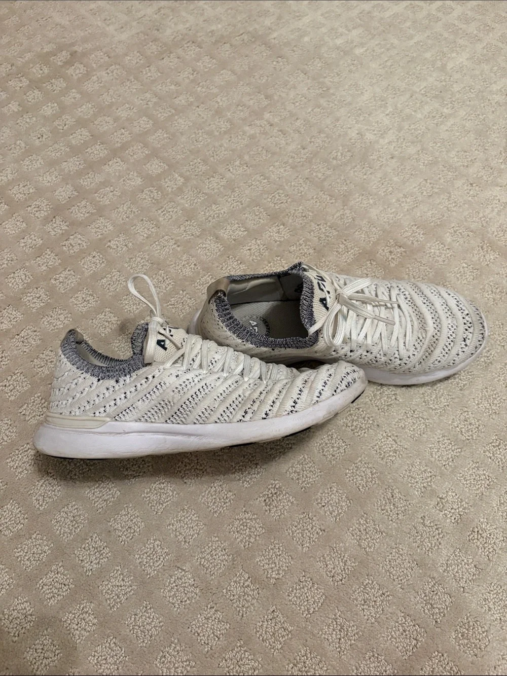 APL Knit Slip-On Sneakers in White and Navy Trim
